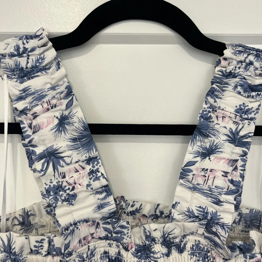 Abercrombie & Fitch Smocked Floral Blue, White, and Pink Maxi Dress